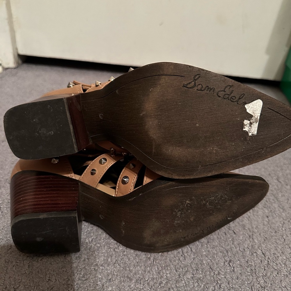 Camel Color Bootie With Gold Studs - image 1